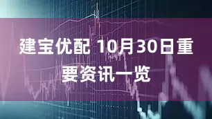 建宝优配 10月30日重要资讯一览